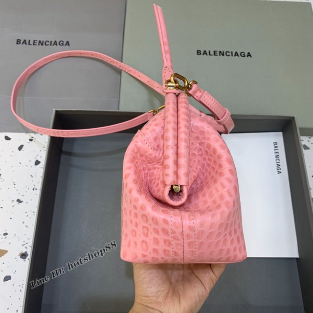 Balenciaga專櫃2022爆款鱷魚紋軟性牛皮手提肩背女包 巴黎世家Editor沙漏餃子包 fyj1162